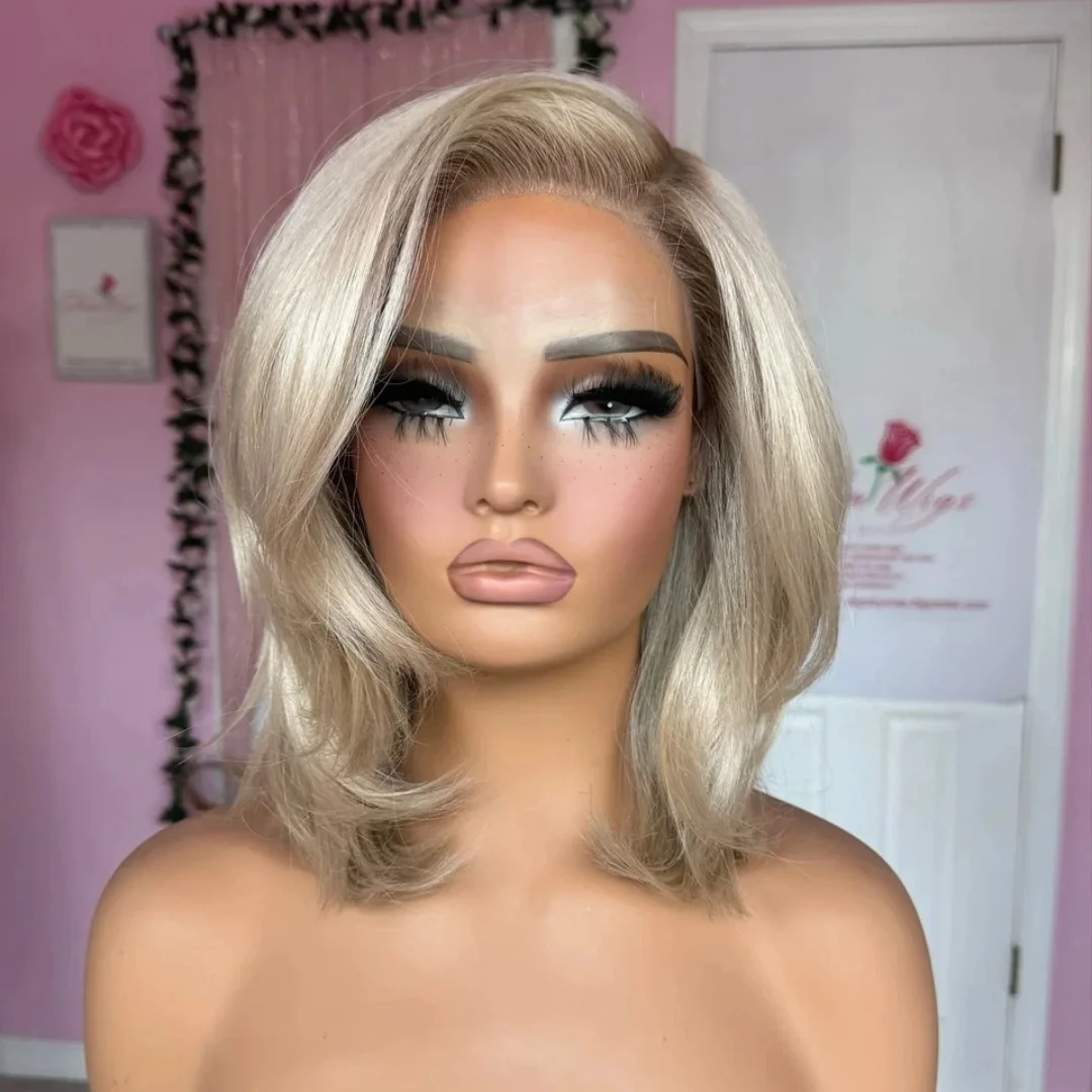 

Loose Wave Mullet Synthetic Lace Top Wigs With Dark Roots Ombre Highlight Natural Wave HD Transparent Lace Wigs Cosplay Wigs