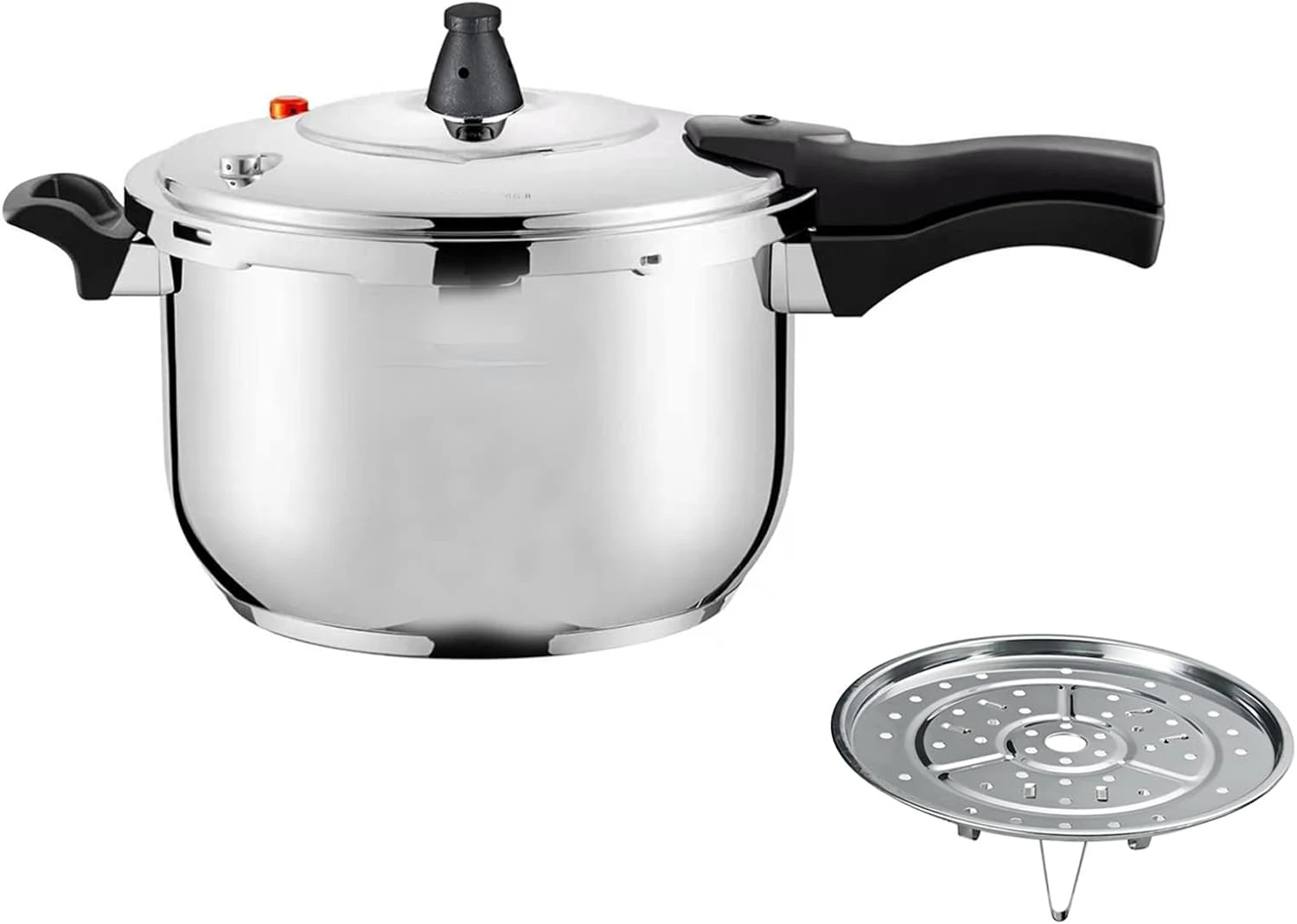 

Stainless Steel Pressure Cooker with Steamer Basket, Faster Cooking and Safety Pressure Release (5-Liter)