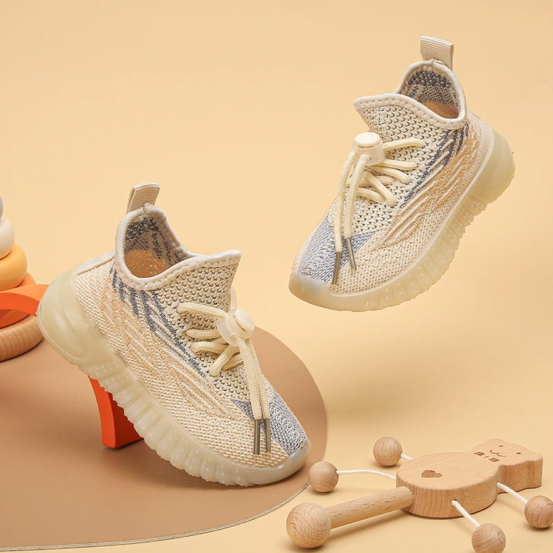 Kids Spring and Autumn Sneakers Soft Breathable Running Knitting Infant Teenage Mesh Sports Boy Girl Lightweight Coconut Shoes