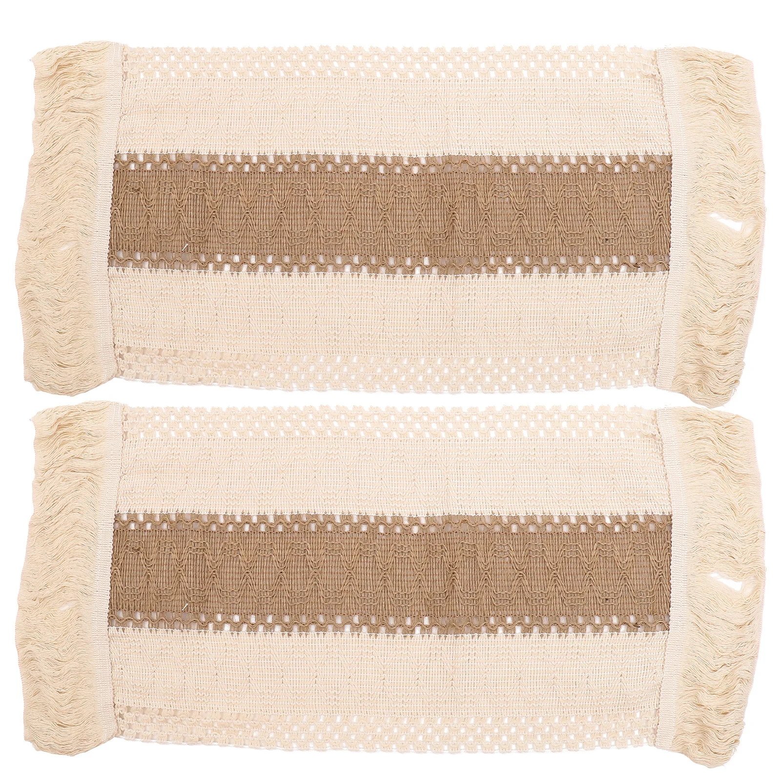 

2Pcs Bohemian Dining Table Placemat Rectangle Woven Thick Linen Cotton Heat Insulation Anti Scald Tea Pot Mat Household