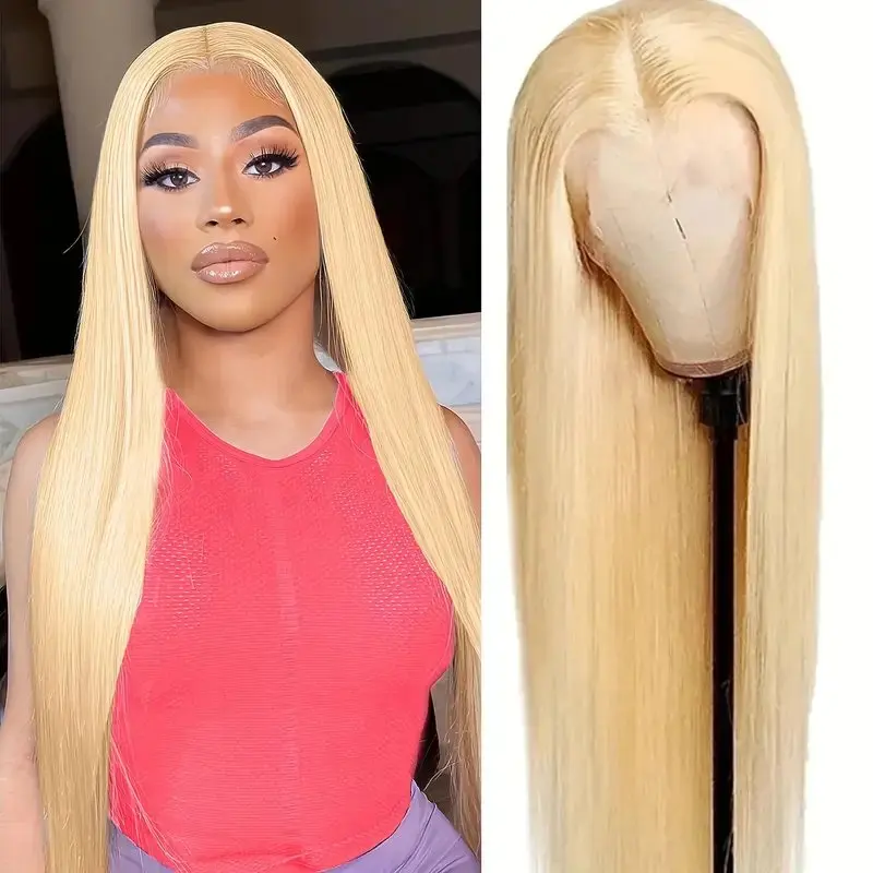 

YKB 13x5 HD Transparent Lace Front Human Hair Wigs 30 Inch Straight Lace Frontal Wig 613 Honey Blonde Colored Burmese For Women
