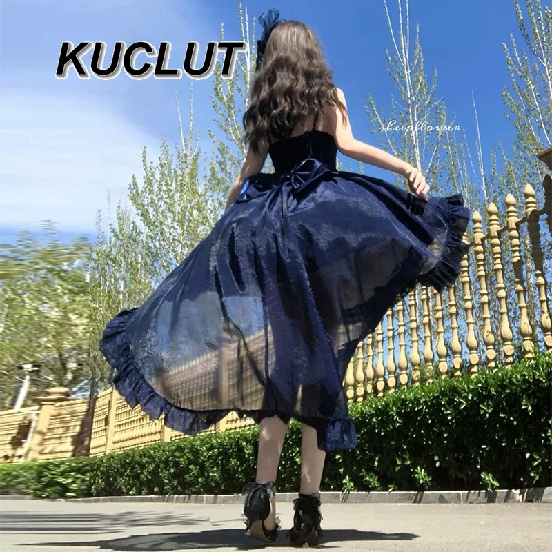 Lolita Style Suspender Evening Dress for Women Pure Desire Sweet Cute  Birthday Party Black and Blue Princess Dresses Summer - AliExpress 200000345