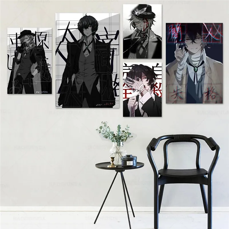 Japan Anime Bungou Stray Dogs Canvas Painting Dazai Chuuya Single Manga Wall Decor Posters Wall Art Pictures Room Home Decoratio