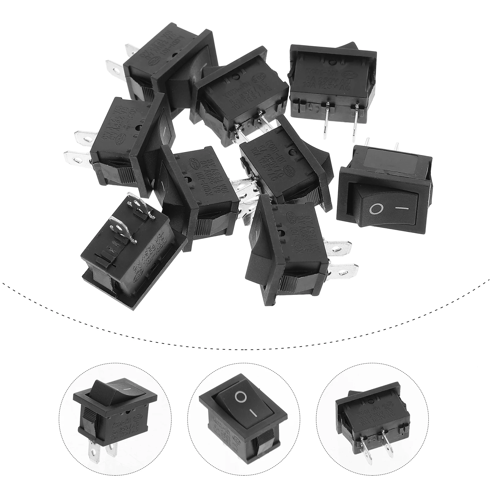 

10pcs 2Pin Toggle Switch Mini Boat Rocker Switch For Led Strips Bulbs Sturdy Shell Insulated Push Button Safe Student Projects