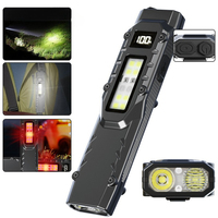 LED Ultra Slim Flashlight with Pen Clip Super Bright Flashlight USB Charging Outdoor Emergency Light for Camping Fishing Walking