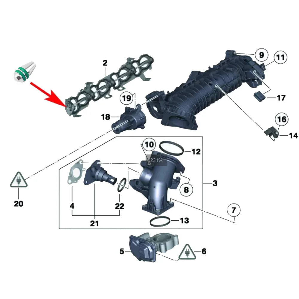 BMW 2.0 디젤 N47N 엔진용 소용돌이 플랩 수리, Viton O-링 포함