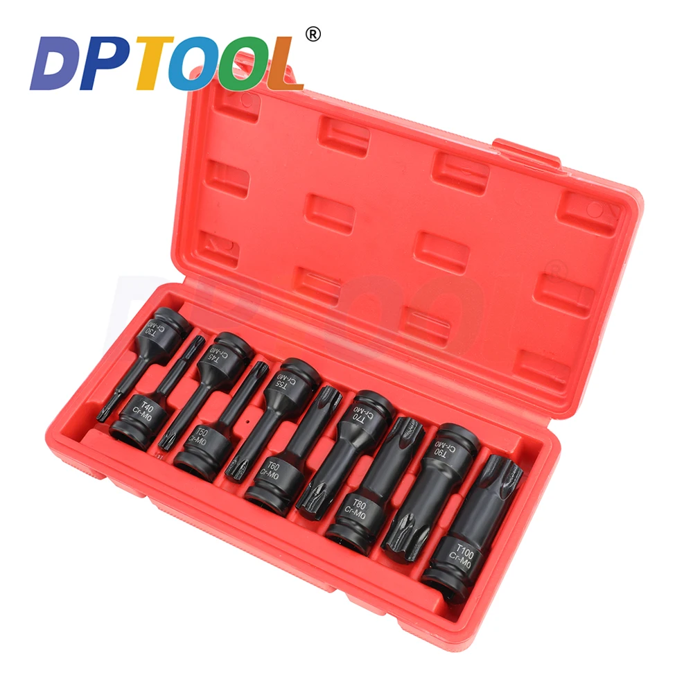 10pcs 1/2 Inch Drive Impact Torx Star Bit Socket Sets T30-T100 Socket Bits Set T30 T40 T45 T50 T55 T60 T70 T80 T90 T100