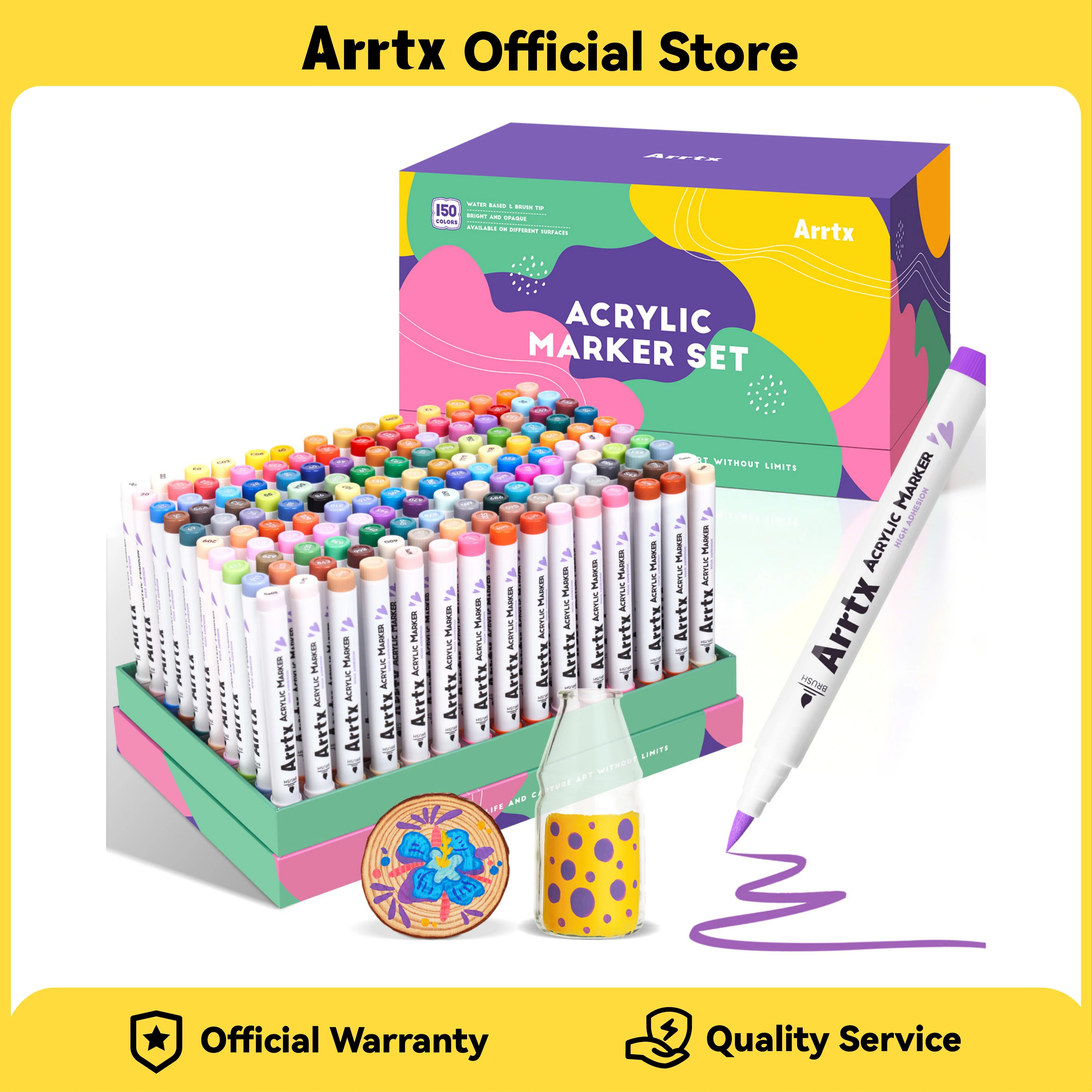 Arrtx 150 Farben Acryl-Farbstifte, Farbmarker mit Pinselspitze für Künstler, Erwachsene, zum Ausmalen, Zeichnen, Landschaft, Natur