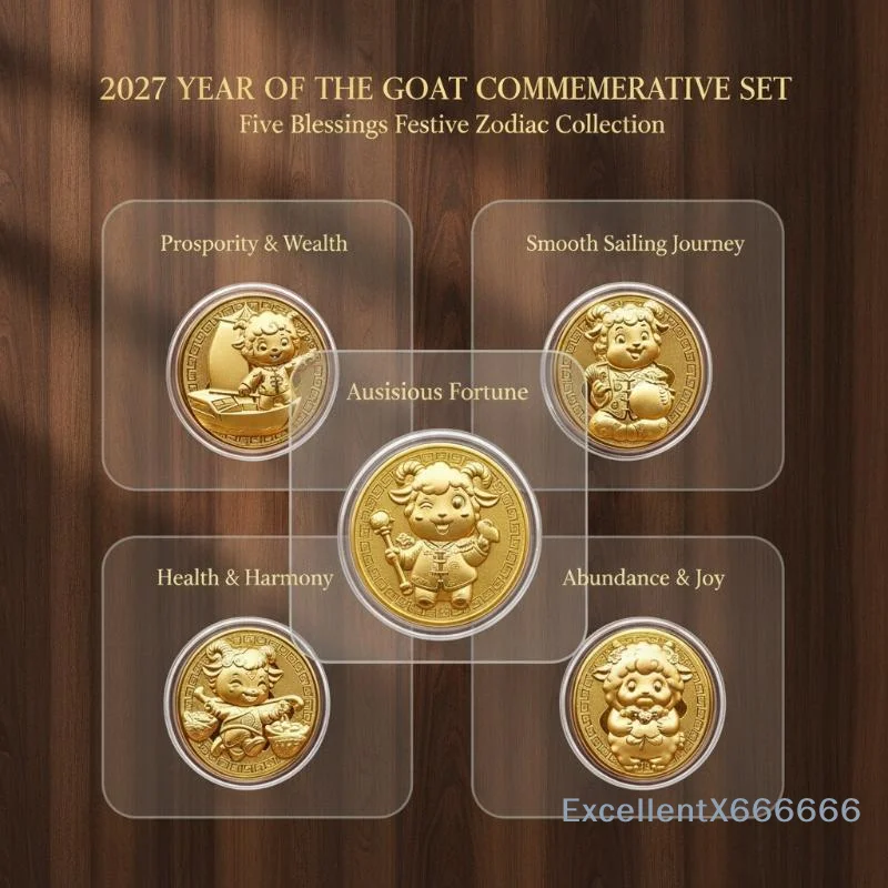 2027 Horse Year Gold Commemorative Coin Metal Souvenir Craft Vintage Style Collectible for Friends New Year Presents