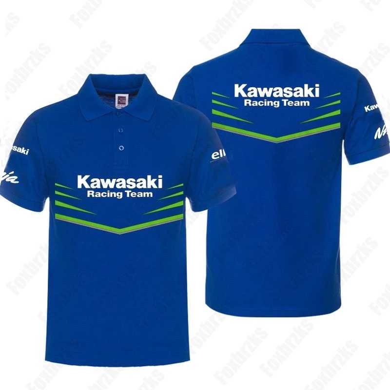 New All-match Motorcycle Heavy Machine Riding POLO Shirt Men\'s Summer Outdoor Riding Kawasakis Pure Short-sleeved T-shirt