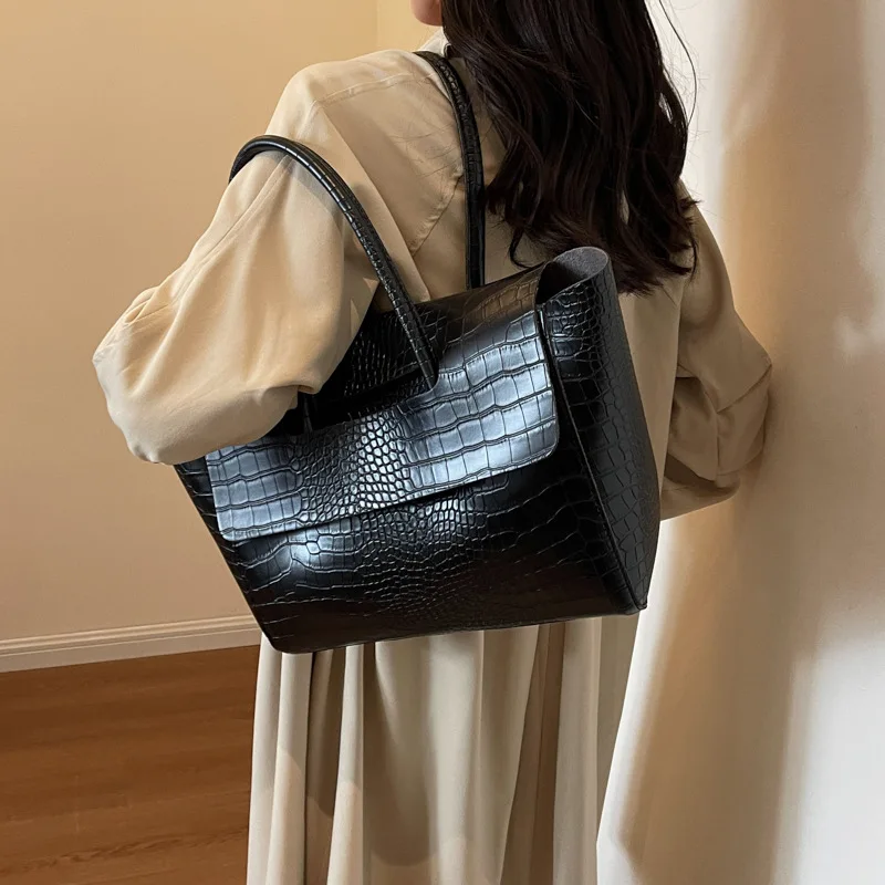 2024 New in Stone Pattern Big Bag Women\'s Trendy Korean Edition Large Capacity Handbag Retro Commuter Tote Bag сумка женская