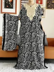 2023 Frauen Sommerkleid Kurzarm lose Maxi Robe Blumen Femme Muslim African Dashiki Stickerei gedruckt Blumen langes Kleid