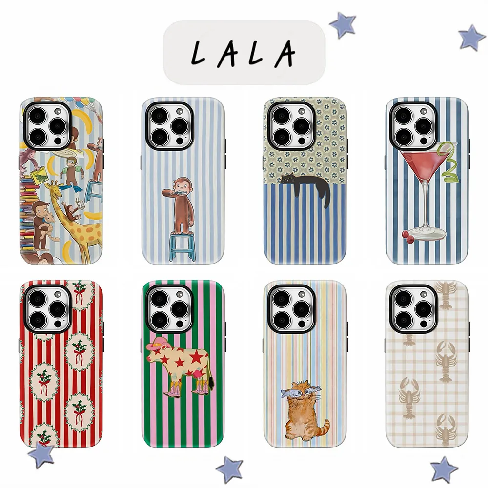 Funda para Teléfono LALA Cool Monkey Cat Stripes para iPhone 17 16e 16 15 14 13 12 11 X XS XR XSMAX 7 8 Air Pro Max Plus Doble Capa