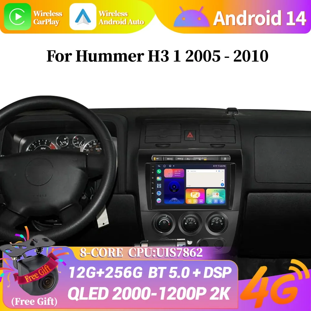 QLED Screen   For Hummer H3 1 2005 - 2010  Stereo Multimedia Car Player Head Unit GPS Navigation Stereo Radio apple CarPlay