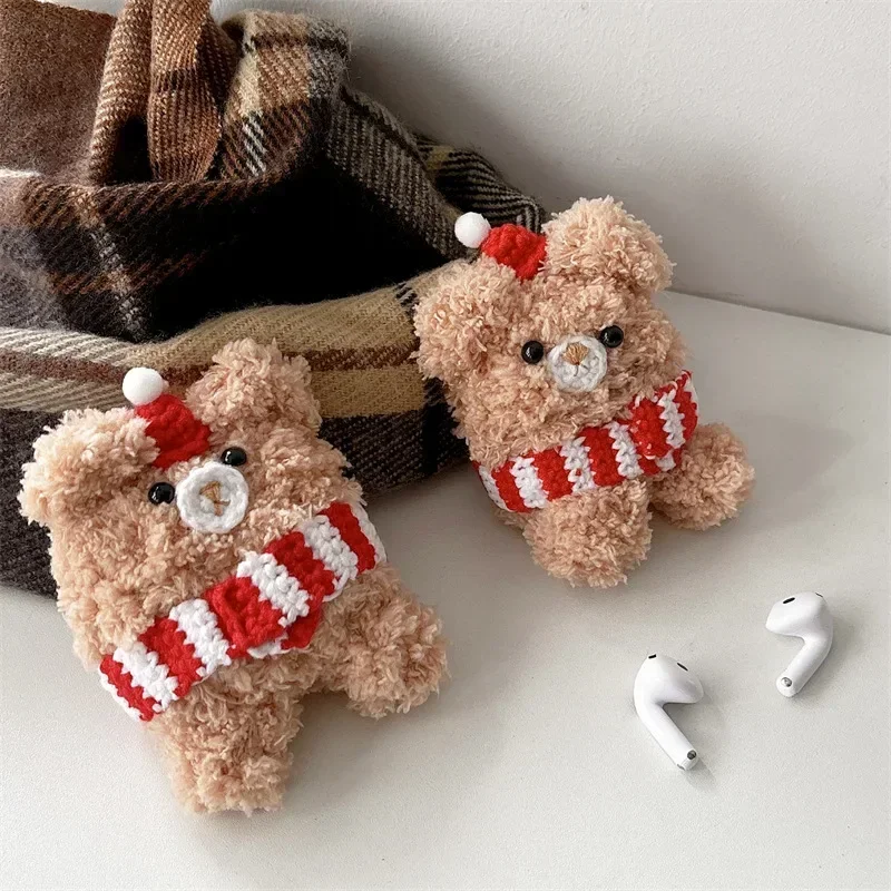 Étui brun ours en peluche pour AirPods, boîtier de charge pour écouteurs Bluetooth, housse de protection pour écouteurs, AirPods 4, Airpod 1, 2, 3 Pro Pro2