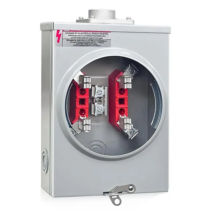 [NEWA64Z!】 Meter Socket 125 Amp 4 Jaw Ringless Meter Base, 600V 1 Phase 3 Wire Includes Meter Cover Plate For Overhead/Undergrou