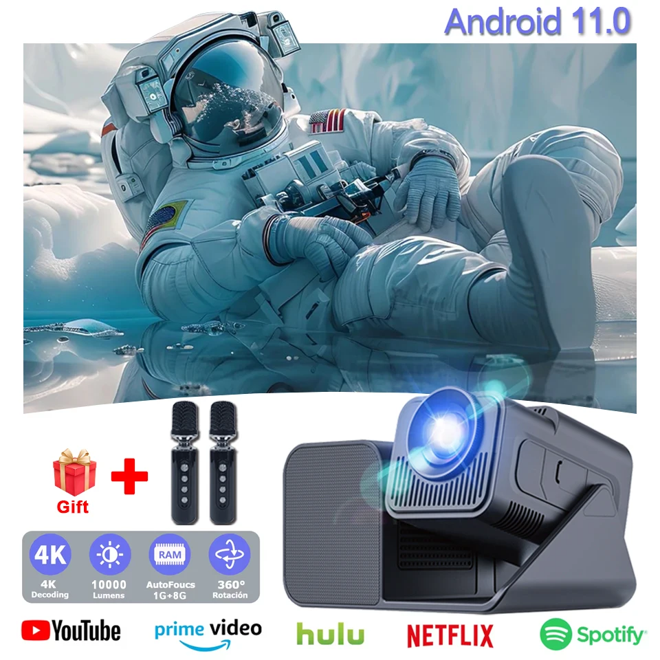 

2025 10000Lumens 650ANSI 4K FHD Projector Laser Auto Focus Android11 WiFi 1080P Full HD Home Theater Movie Projector for Netflix