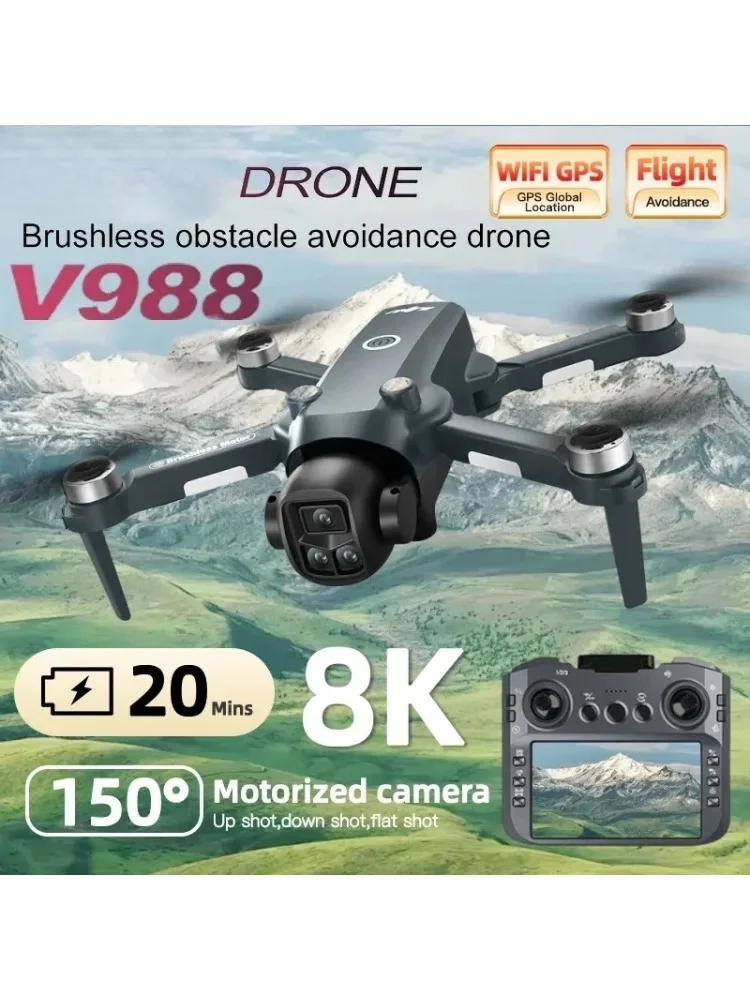Oryginalny dron z kamerą V988 8K Profesjonalny dron 4K z ekranem, waga poniżej 249g, zdalnie sterowany, bezszczotkowy quadcopter RC, nowy. — zdjęcie produktu 7