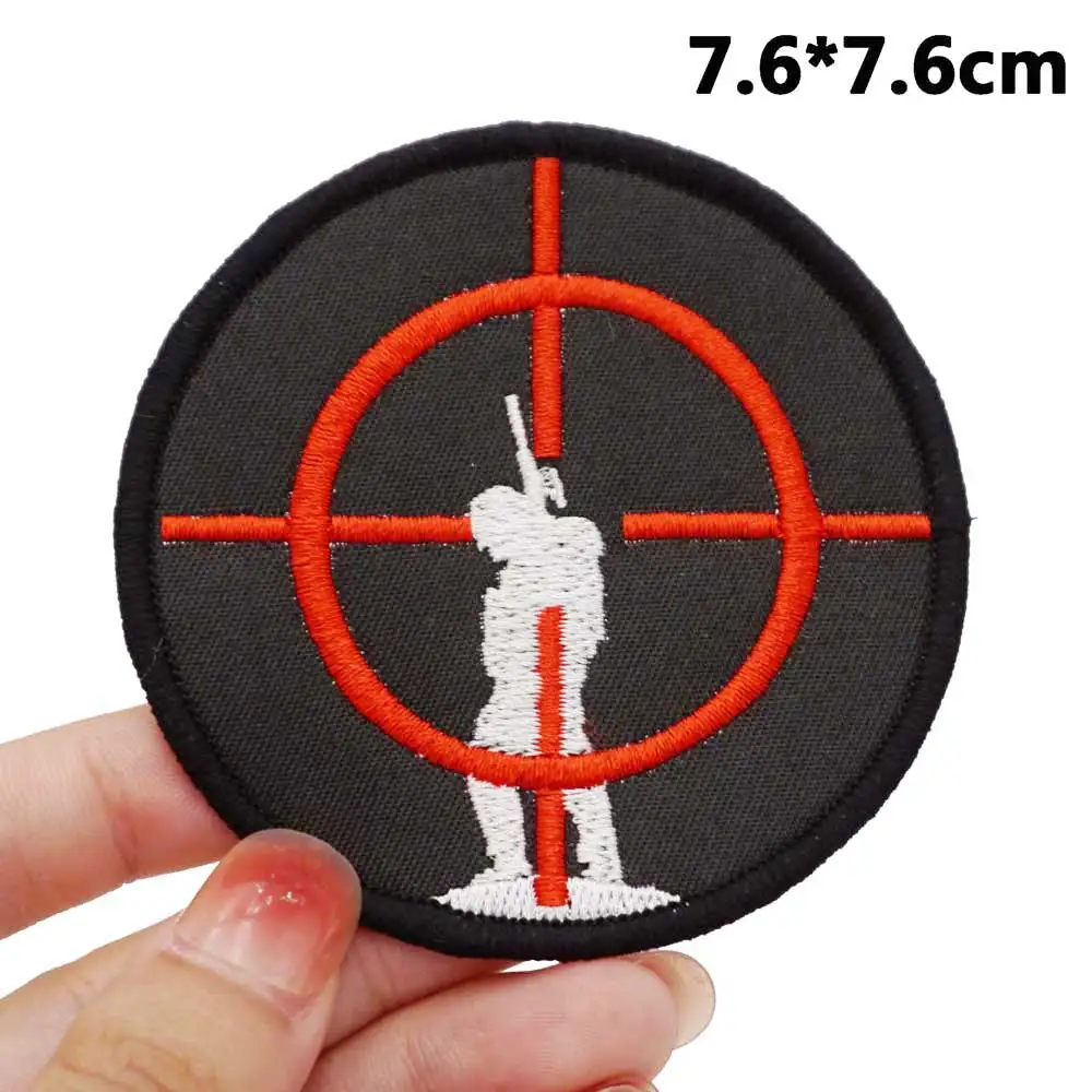 Sniper Scharfschütze Zielvisier Soldat Badge Embroidered Applique Sewing Label punk biker Patches with hook backing