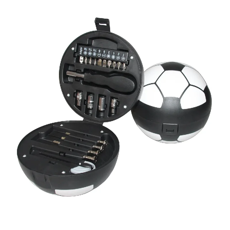 Soccer Ball Shaped Tool Kit 20Pcs Household Screwdriver Set Multifunctional Hand Tools for Home Repair Gift for Football Fans