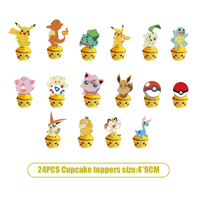 Pokemon Geburtstagsparty-Zubehör, Pikachu-Luftballons, Geschirr, Tischdecke, Teller, Serviette, Banner, Hintergrund, Geburtstagsdekoration für Kinder