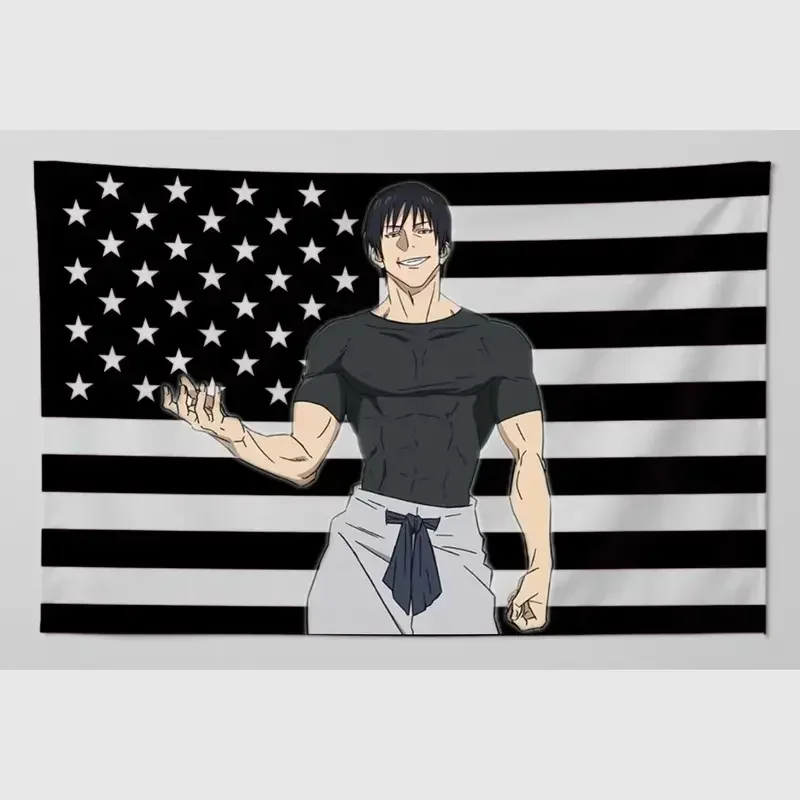 Toji Fushiguro Schwarze Amerikanische Flagge, Maßgefertigte Flaggen für Schlafzimmer, Flaga Outdoor-Dekor, Barbershop-Garage-Dekoration, Wandteppich Schlafzimmer – Detail 5