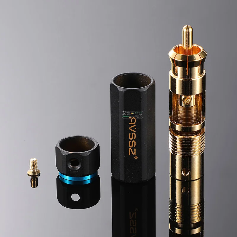 1Pcs lockable gold-plated RCA plug Budweiser BR-109 fever audio and video cable AV solder-free speaker amplifier HIFI