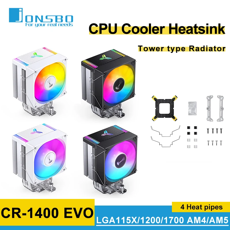 

Jonsbo CR1400 EVO CPU Cooler 4 Heat Pipe ARGB PWM Processador Tower Air Cooling Fan Radiator PWM Fan LGA1700 AM4 AM5 Heatsink