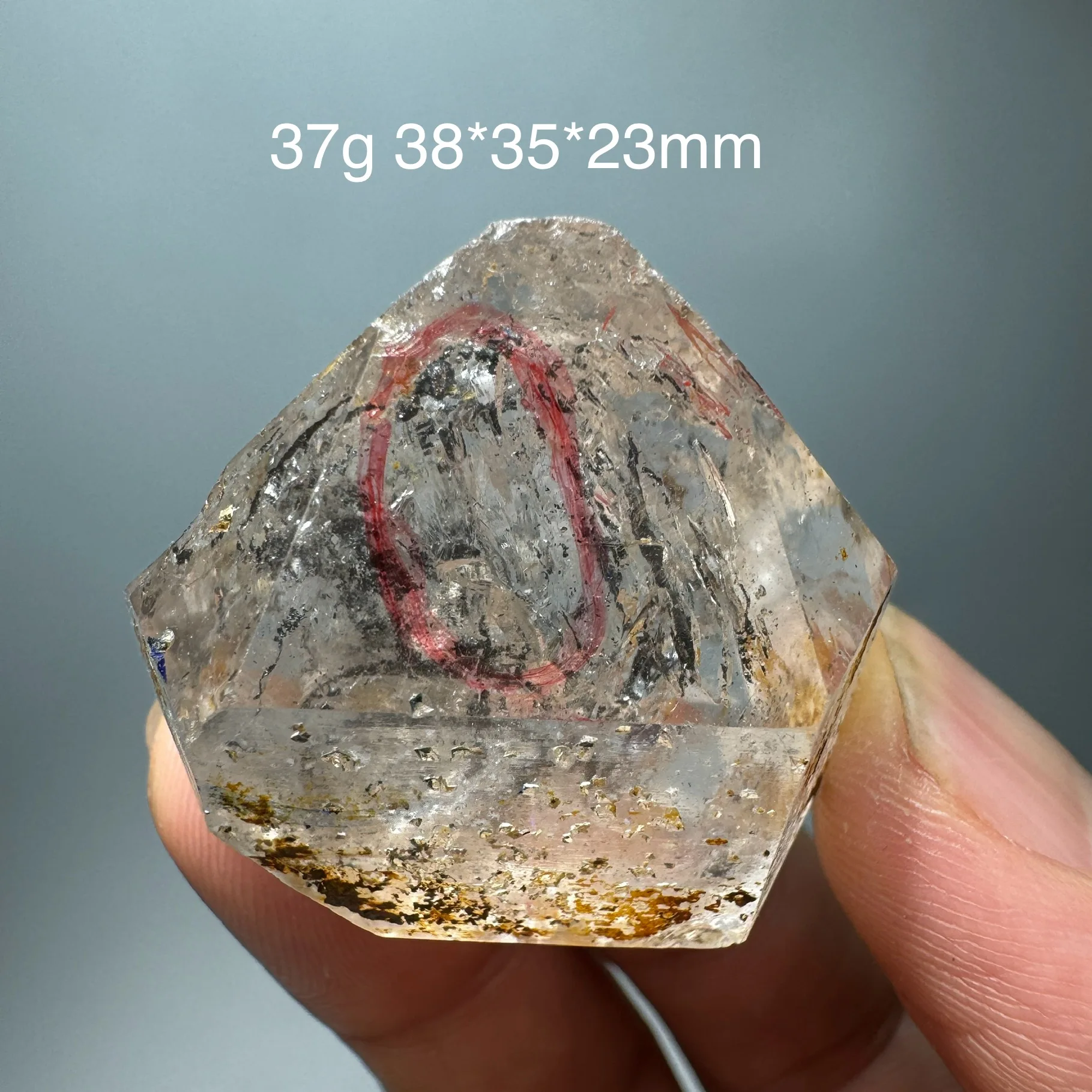 37g-natural-guizhou-herkimer-diamond-clear-crystal-mineral-flowing-graphite-bubble-stone-video-details