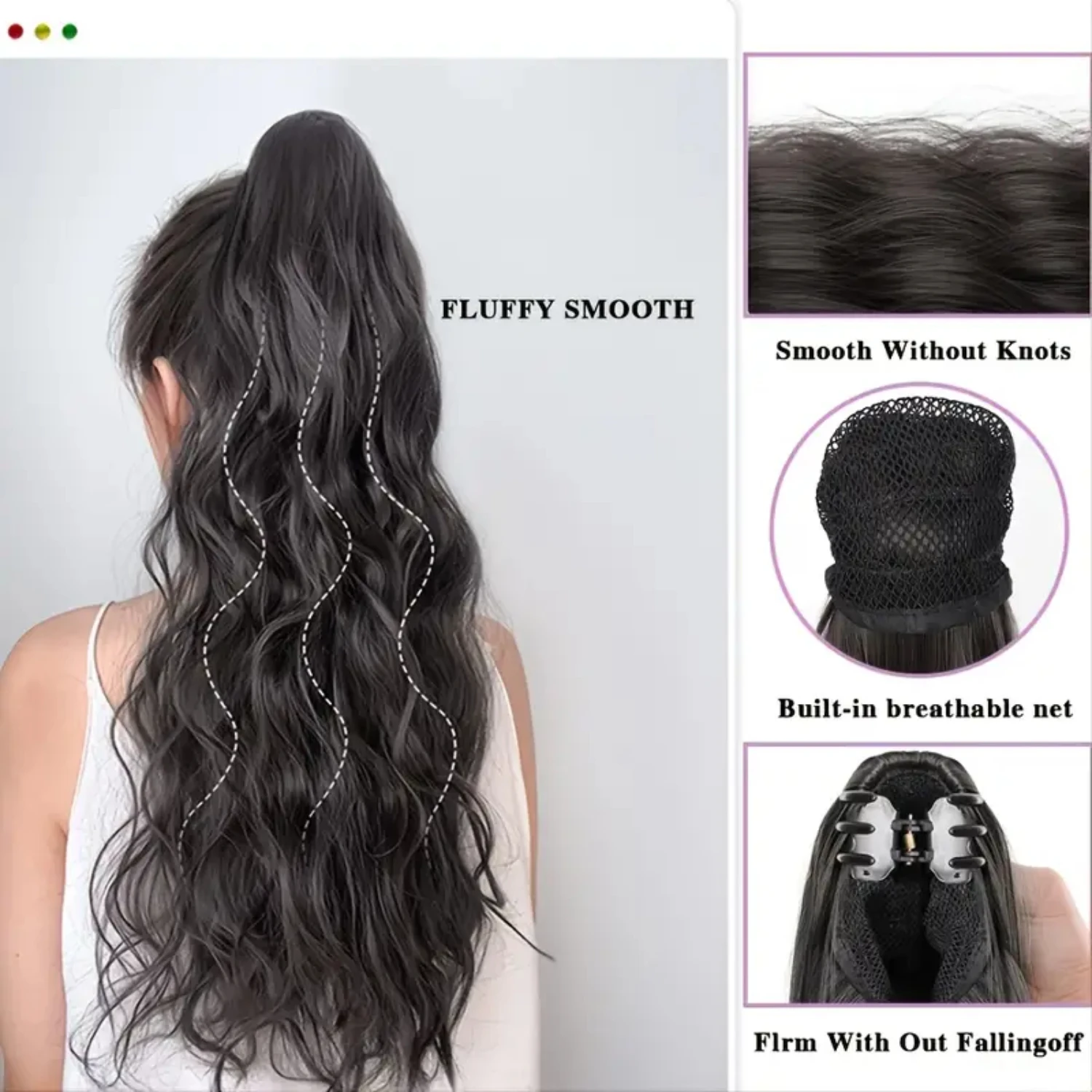 Enhance Your Look with Thick and Easy Application Long Synthetic Fiber Clip In Hair Fake Ponytail Extensions for Women - Get Nat