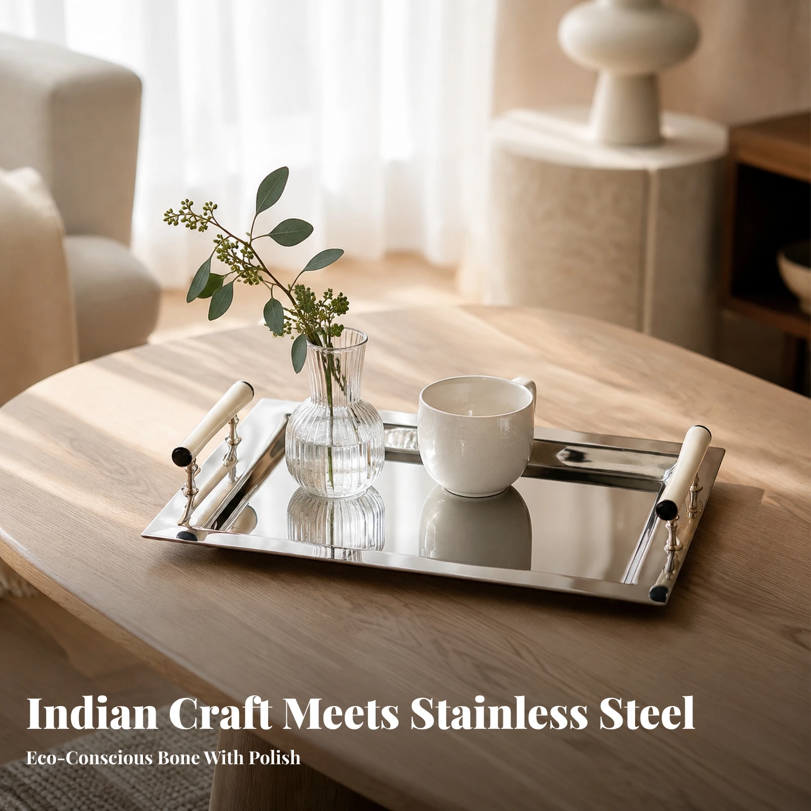 Artisan-Made Decorative Serving Tray Multi-Purpose Countertop Organizer Tray Handmade Versatile for Home Display, Entertaining