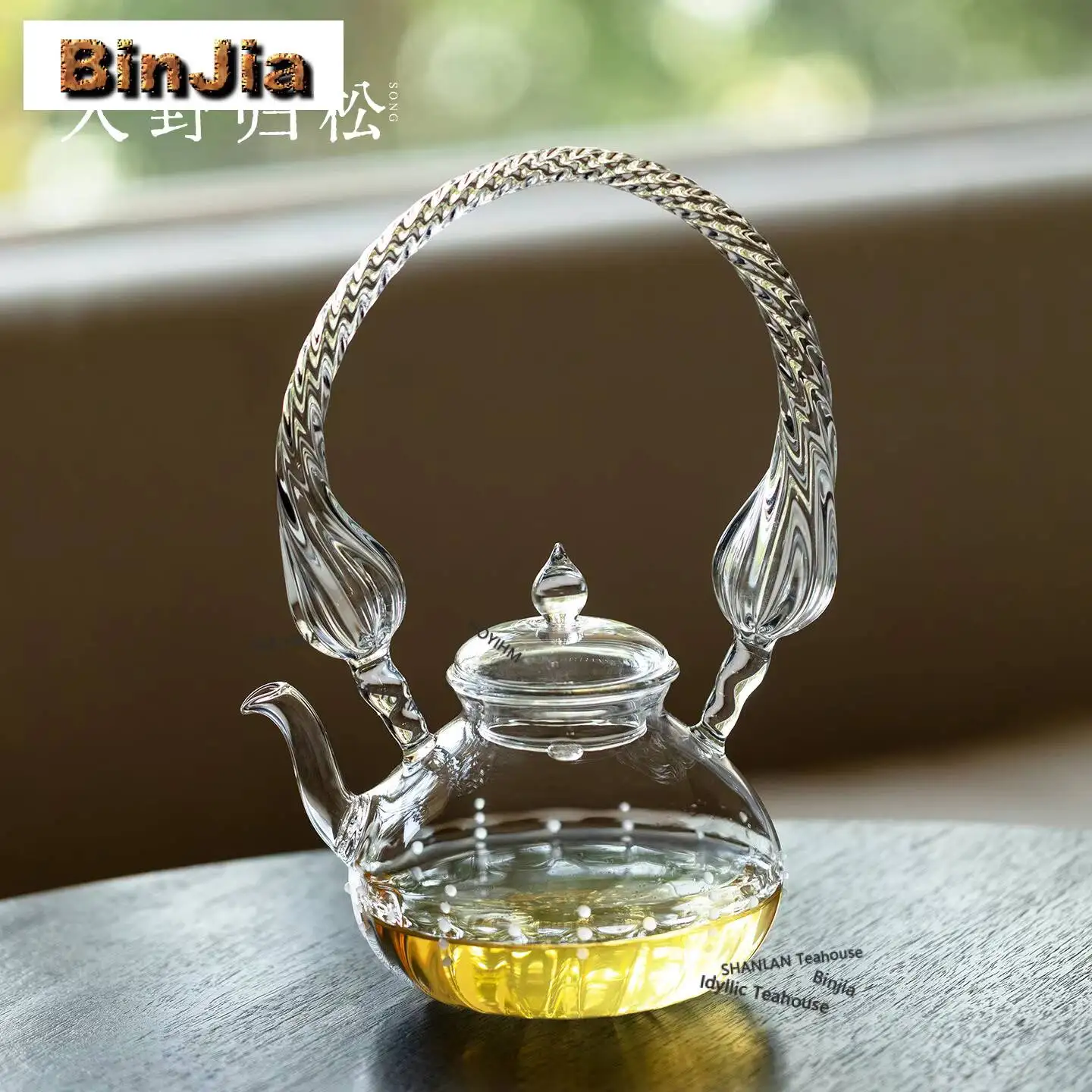 Morning Dew Glass Boiling Water Kettle Large Capacity Tea Maker Pot Yellow Rice Wine Kettle For Electric Ceramic Stove Drinkware