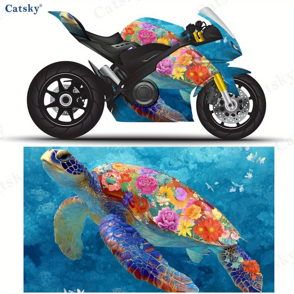 

Элегантные мотоциклетные пленки с цветочной черепахой, ПВХ-пленки для настройки мотоцикла, прочные клейкие наклейки