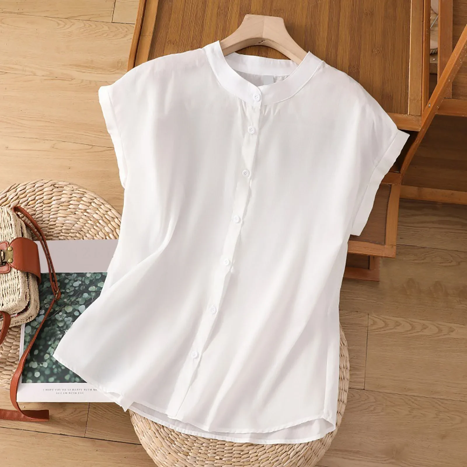 

Футболки Топы для женщин Женские хлопковые и льняные топы без рукавов с круглым вырезом Лоскутные блузки Женские повседневные свободные однотонные топы