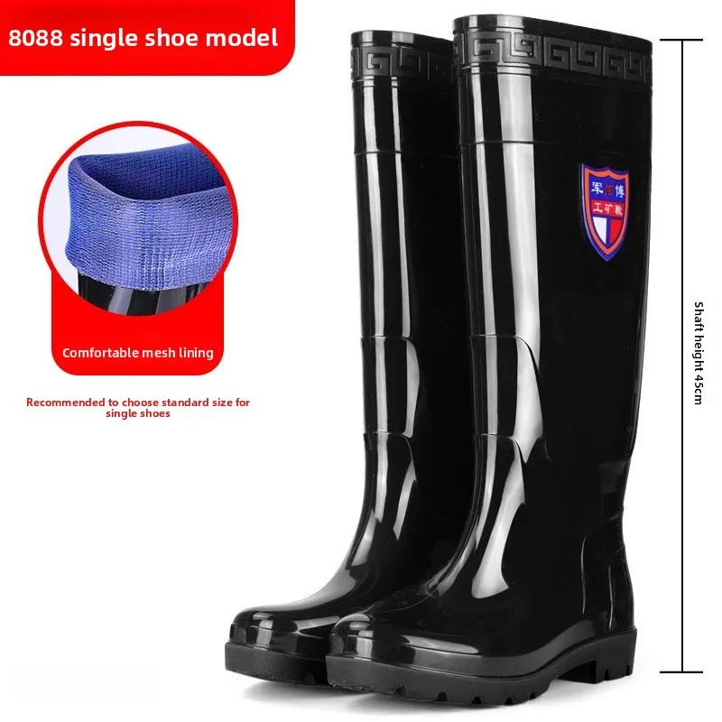 

Men's High Rain Boots Water Shoes Short mid High Tube Kitchen Washing Car Wear Resistant Anti Slip Cow Tendon Bottom
