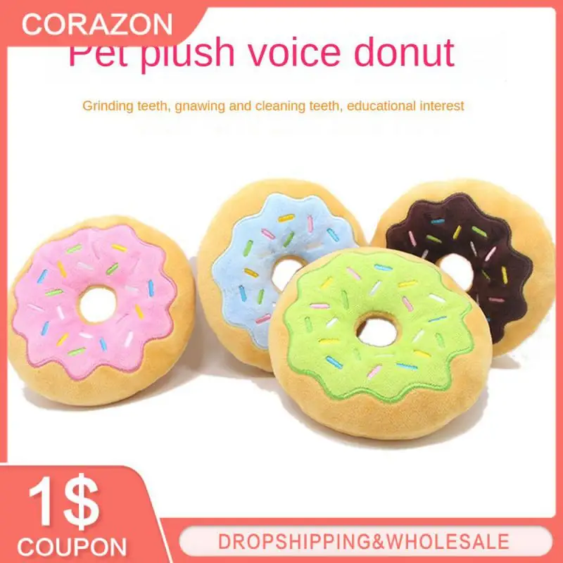 Dog Donuts Plush Pet Dog Toys For Dogs Chew Toy Christmas Puppy Squeaker Sound Toys Funny Puppy Small Medium Dog Interactive Toy