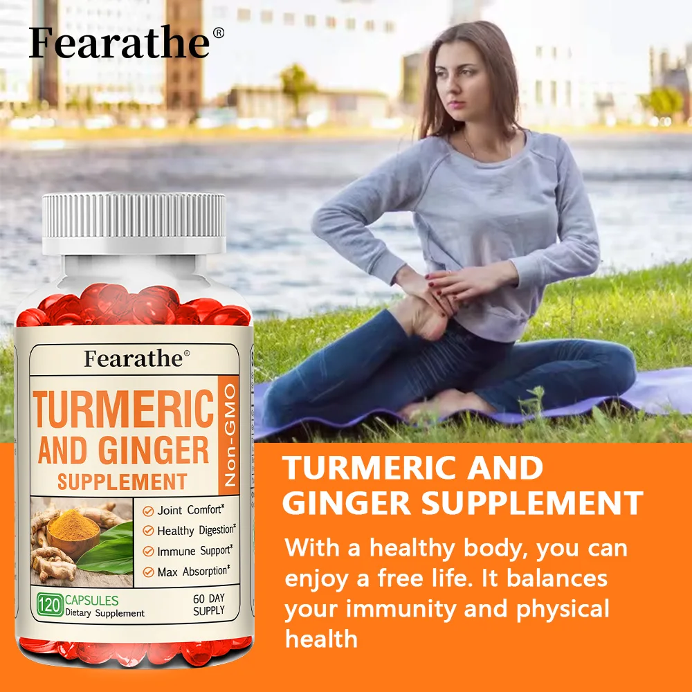 

Turmeric Curcumin Capsules Supplement, with Ginger and Black Pepper Extract, for Joint, Digestive & Immune Support