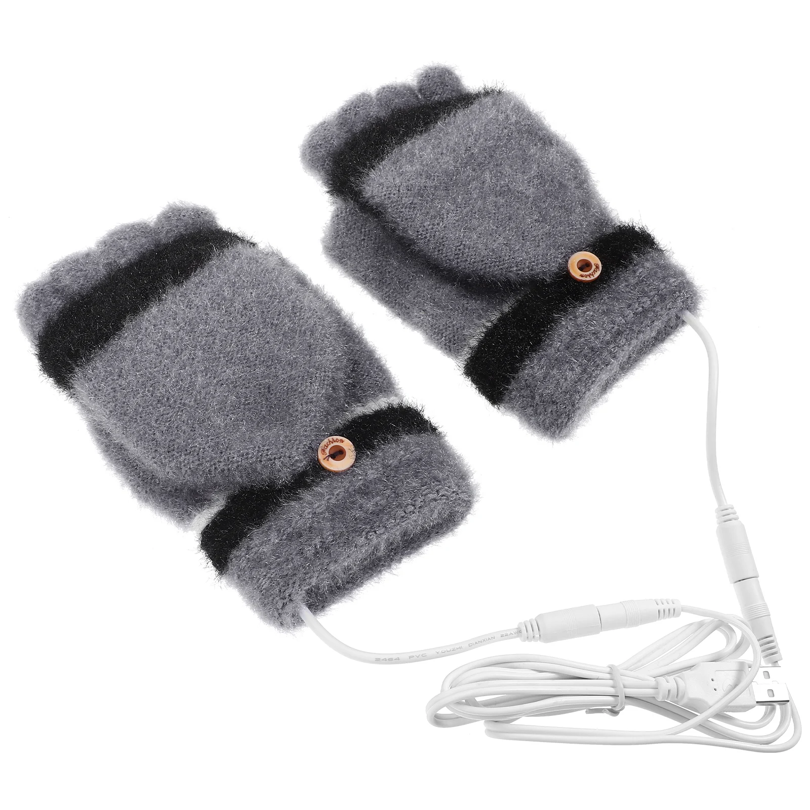 

USB Heated Gloves Silver Gray Dual Sided Warm Winter Sports Riding Thermal Gloves Design Adjustable Heating Outdoor H