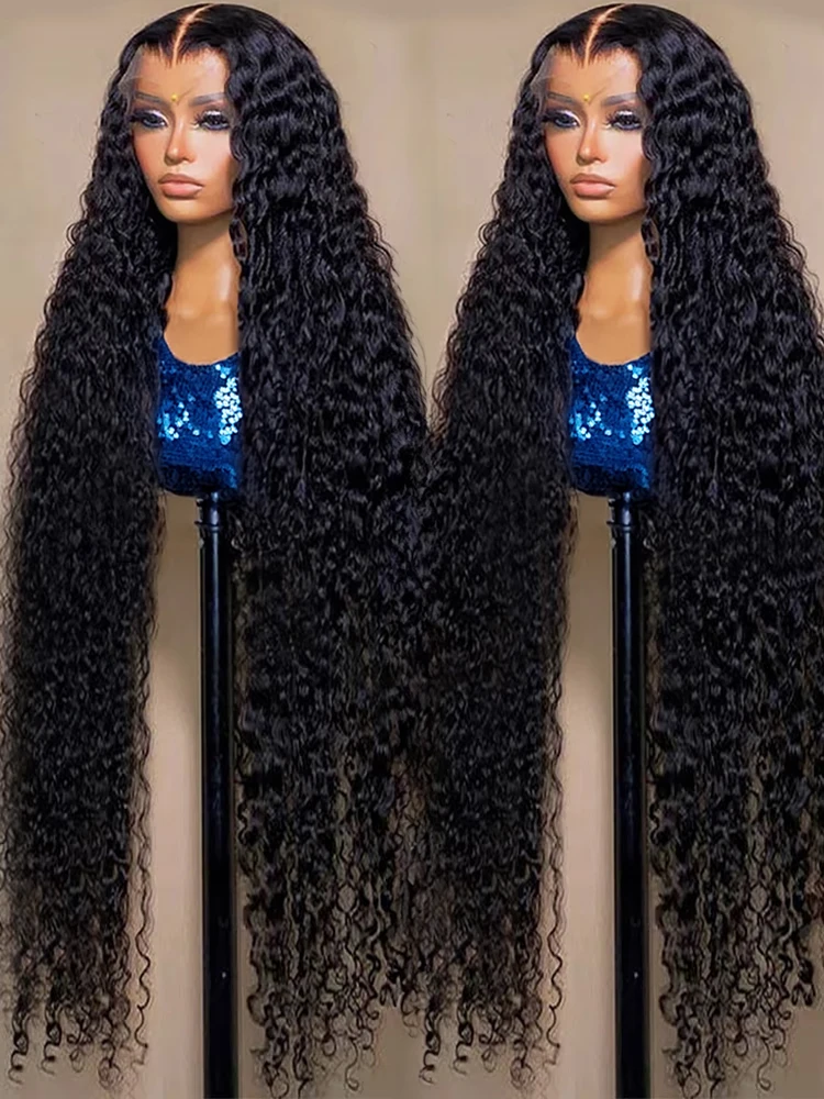 

40 46 дюймов 13x6 Hd Свободные глубокие волны Кружевной фронтальный парик Бразильский 13x4 360 Полные вьющиеся человеческие волосы Парики для женщин Плотность 300%