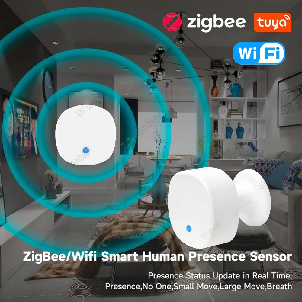 

Tuya Zigbee Human Presence Detector WiFi Smart Life MmWave Radar Motion Sensor With Luminance Distance Detect Monitor Breathing