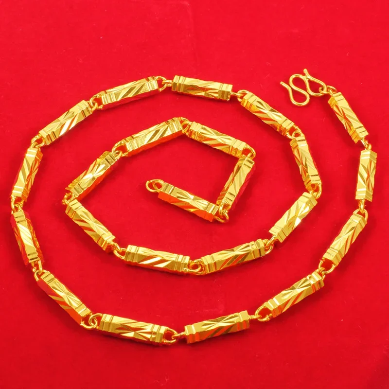 

Luxury 60cm 14 k Gold Plated Men's Necklace Couples Same Necklace Chain Wedding Engagement Party Jewelry Gifts