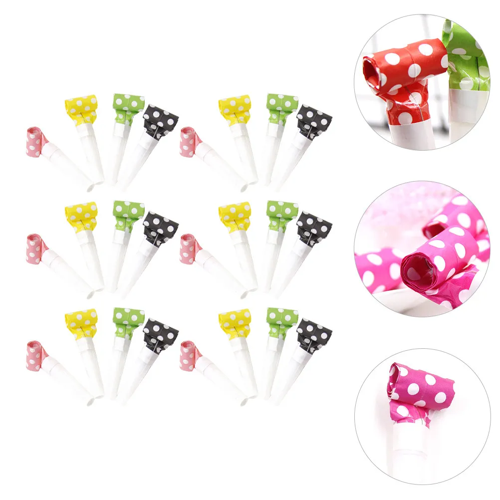 36Pcs Blowouts Whistles Eco-Friendly Plastic Paper Party Blow Horns Cheer Props Colorful Noisemakers for Birthday Halloween