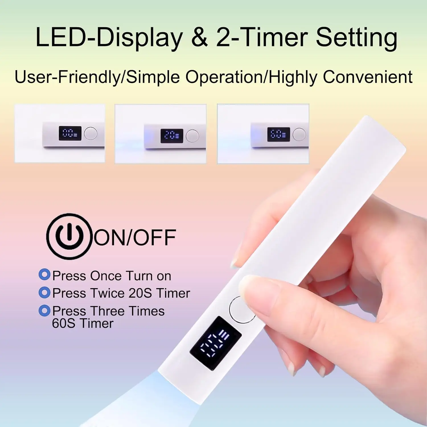 スタンド付きハンドヘルドUVネイルライト、LCDタイマー、DIYマニキュア用充電式LEDジェルランプ