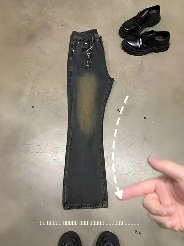 

Cleanfit Men's Straight Leg Jeans American Retro Waed Blade ape Old-Timey Bell Bot Breathable Loose Fit Cotton Blend