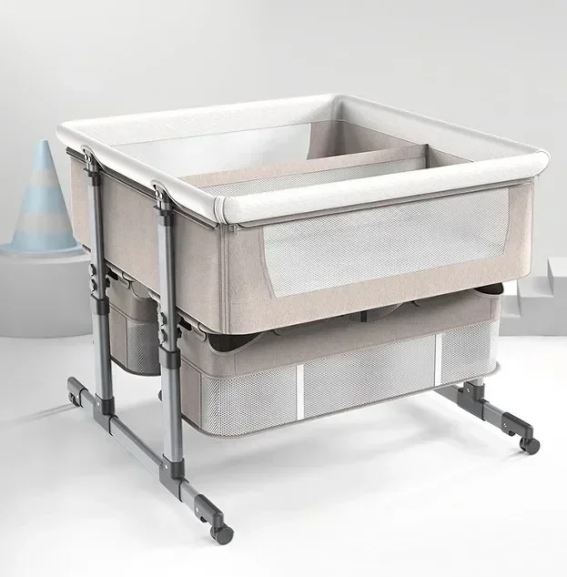 Hot SalesBaby Twin Cot Next To Me Bed,multifunctional Twin Baby Bed KIDS' Cribs 2023 New Type Full Size Metal Modern Baby Crib A