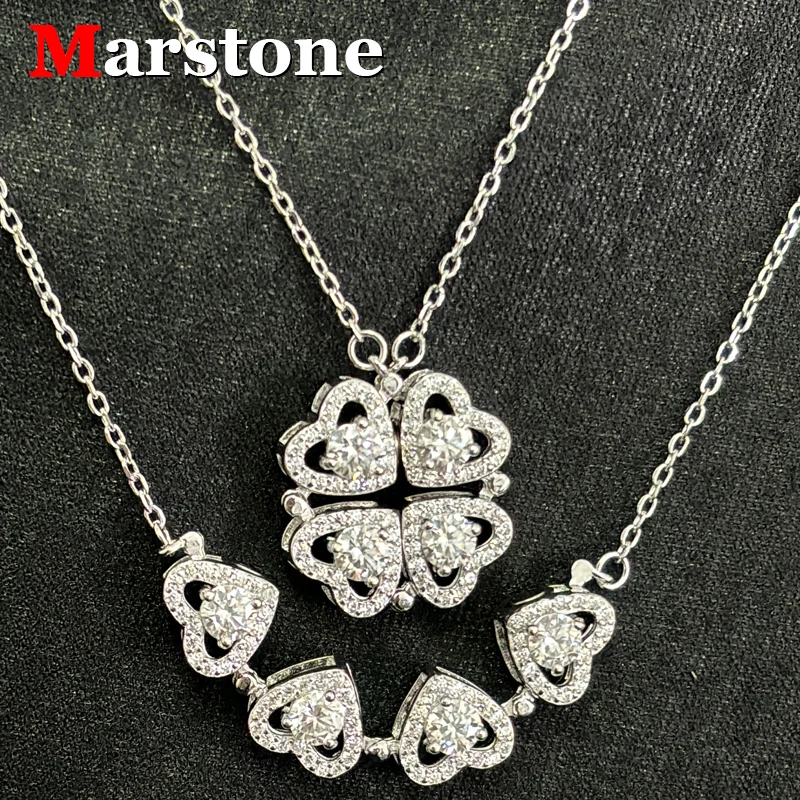 0.3ct Moissanite Diamond D Color VVS1 Women's Magnetic Chain 925 Silver Green Fashion Luxury Neckalce Fine Jewerly for Women