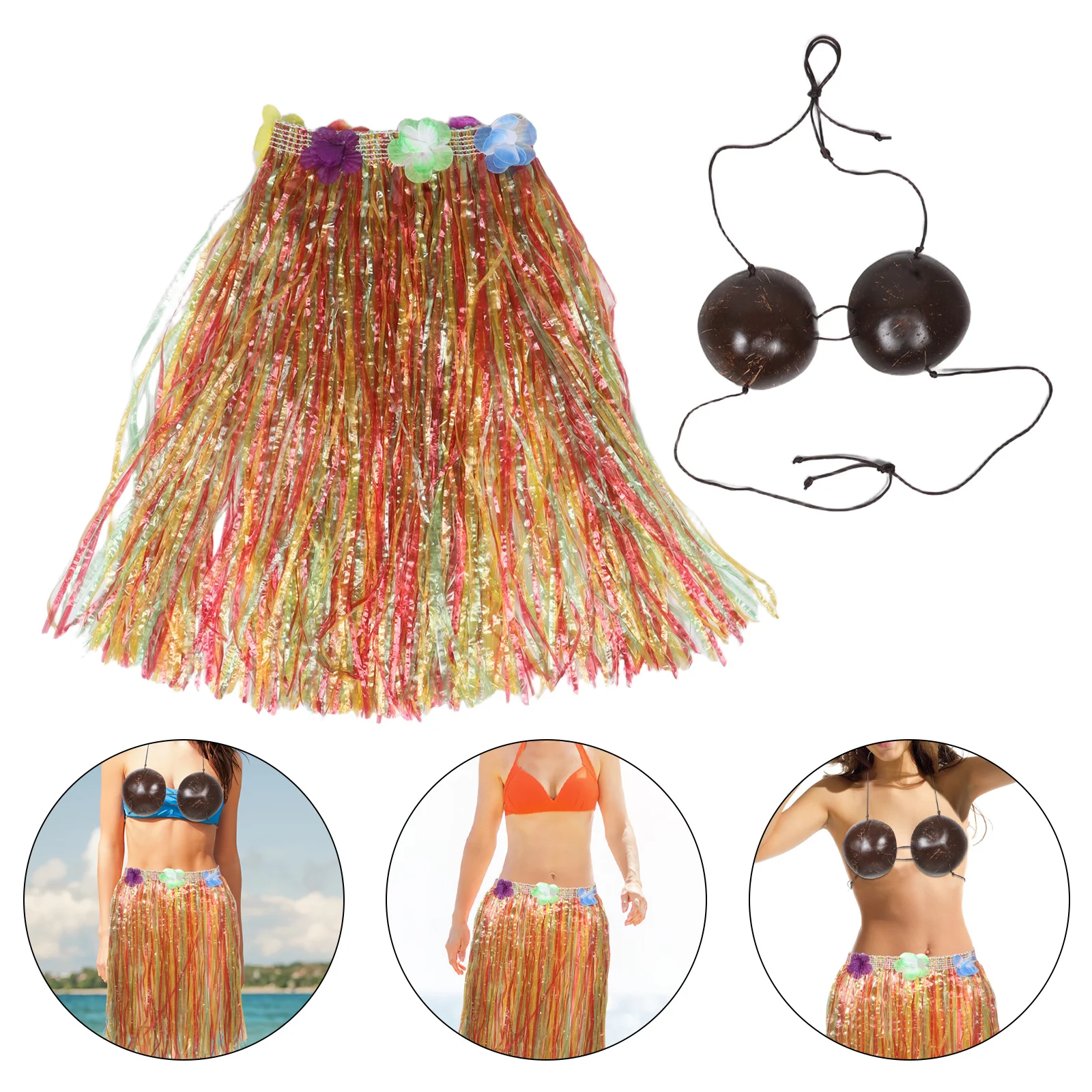 

Tropical Beach Party Costume Coconut Bra Skirt Set Hawaiian Luau Dance Outfit Authentic Cultural Experience