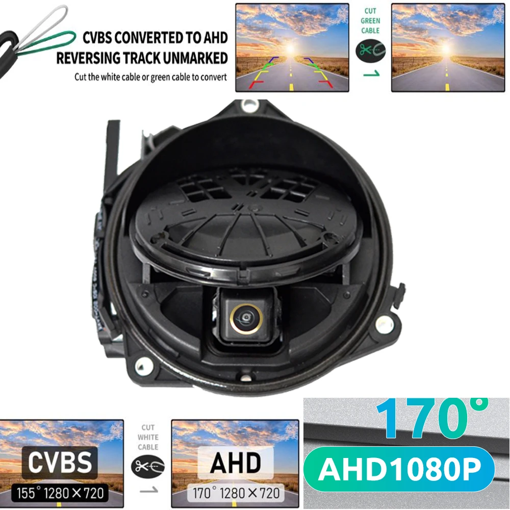 CVBS- AHD1080P Flipping Logo Reversing Emblem Vehicle Parking CCD HD Car Rear View Camera for Golf 5678 B678 MK5 MK6 MK7