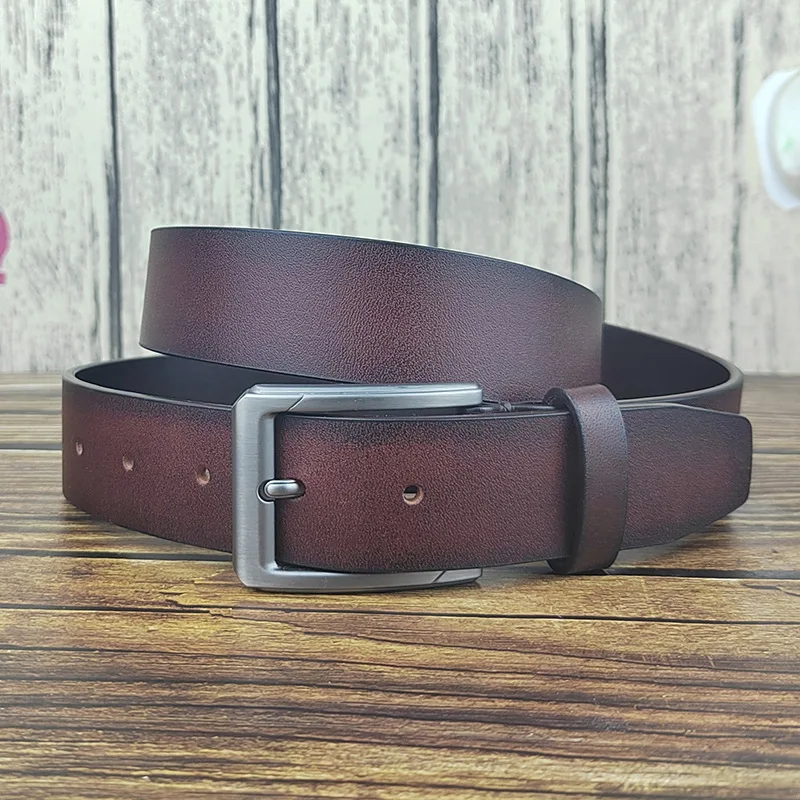 Ceinture en cuir véritable pour homme, ceinture de pantalon polyvalente, rétro, simple, haut de gamme, édition coréenne, voyage d'affaires, nouveau, 2024