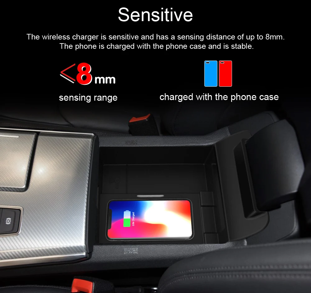 Cargador inalámbrico de coche para Audi A6 2019-2020 cargador rápido para Iphone XR XS X MAX para Huawei P30 P40 soporte de teléfono con Sensor infrarrojo